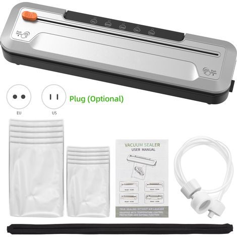 Vollautomatische Vakuumverpackungsmaschine, 100 W, 55 kPa Vakuumsaugleistung, Nass- und Trockenversiegelungsmaschine, Vakuumkonservierungsmaschine für die Küche, Silber