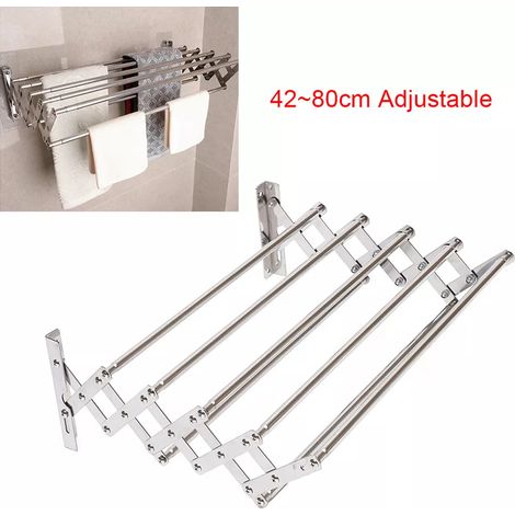 Cintre pour le linge Rack à linge pliable et rétractable pour montage mural Porte-serviettes 42-80 cm Rack à linge pliable s'étirant vers l'arrière et vers l'avant (1/5)