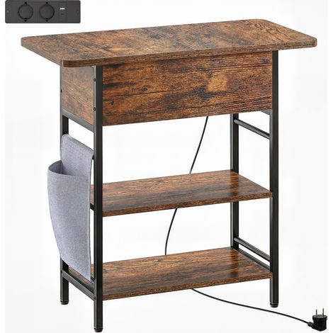 Console style industriel avec station de charge GERRY effet bois vieilli (1/5)
