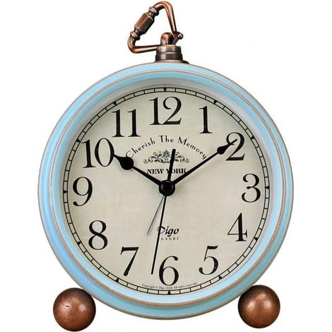 Horloge de table vintage sans tic-tac, réveil de bureau à piles avec mouvement à quartz, verre HD, pour chambre à coucher, salon, en