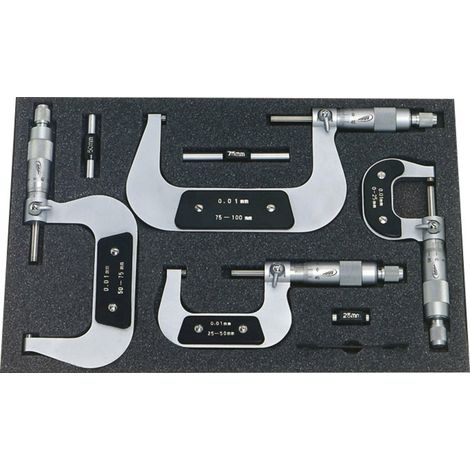 HELIOS PREISSER  0800 513 Bügelmessschrauben-Set   0 - 100 mm Ablesung: 0.01 mm DIN 863-1