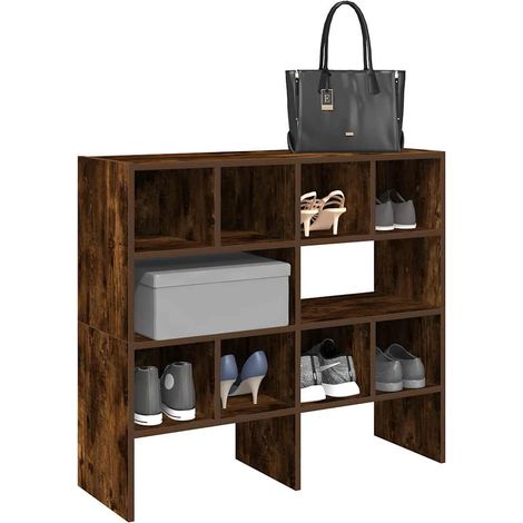 Schuhregale 2 Stk. Stapelbar Räuchereiche 89,5x30x40 cm