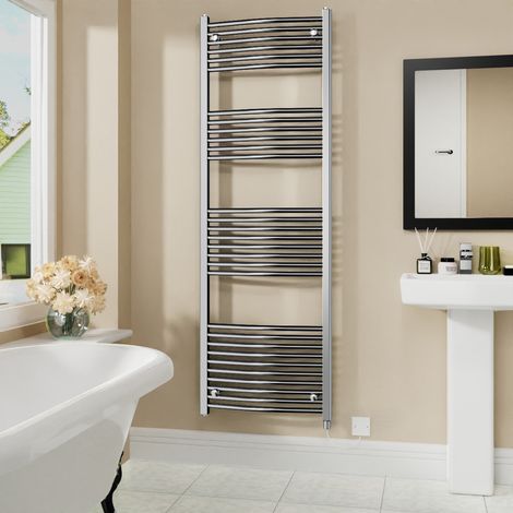 WarmeHaus Electric Curved Bathroom Radiator Chrome 1800x600mm