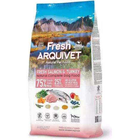 Alimento semihúmedo para perros ARQUIVET FRESH de salmón/pavo, 10 kg