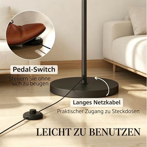 Lampadaire arc moderne avec télécommande, lumière d'ambiance réglable, métal et tissu, 104x32x181 cm, noir ou crème (1/5)