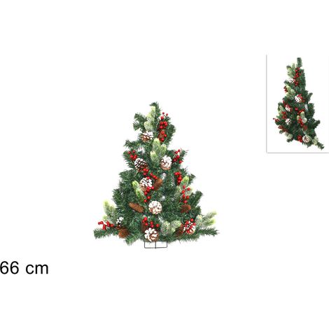 ALBERO DI NATALE A PARETE CM.66 C/PIGNE E BACCHE (1/2)