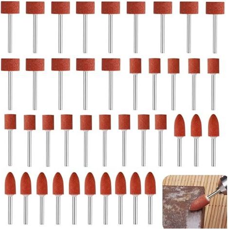 Juego de 42 discos abrasivos de óxido de aluminio para Dremel, discos abrasivos con vástago de 1/8" para herramientas rotativas, brocas de lijado para pulir, desbarbar y rectificar metales. (1/5)