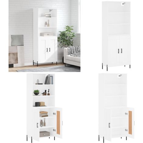 Highboard Weiß 69,5x34x180 cm Holzwerkstoff - Holzwerkstoff - Schrank (1/5)