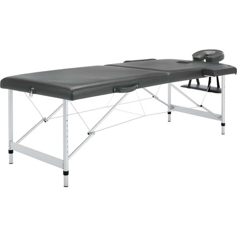 Table de massage, 2 zones, structure en aluminium, anthracite, 186 x 68 cm (1/5)
