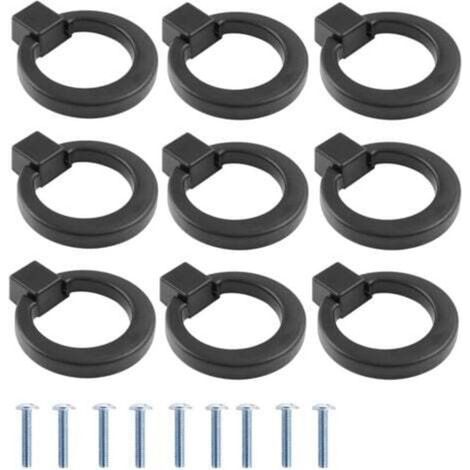 [JAMAIS UTILISÉ] Lot de 9 Poignées de Meubles Vintage, Boutons de Meubles noirs, Poignées d'anneau de Tiroir 4 cm, Poignées de Meubles en Alliage de Zinc avec Vis (1/4)