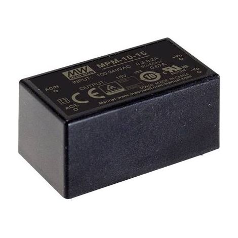 MEAN WELL MPM-10-5 ALIMENTATION CA/CC POUR CIRCUITS IMPRIMÉS 5 V/DC 2 A
