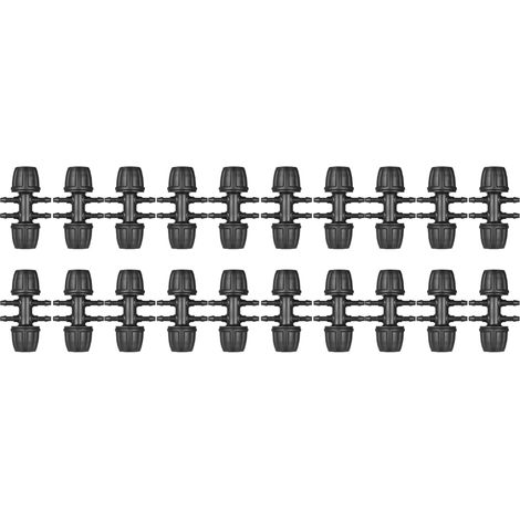 20 conectores en T con púas para mangueras de riego por goteo, adaptador de 6 vías (de 1/2 pulgada a 1/4 de pulgada) (1/5)