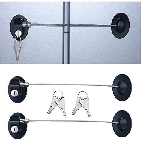 Pieces Refrigerator Door Lock Strong Adhesive Lock Freezer Door File Drawer Lock Child Safety Cabinet Lock with Keys (Black) (1/5)