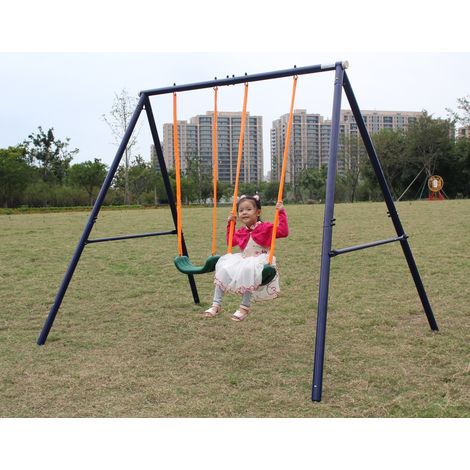 Doppelschaukel für Kinder 3–8 Jahre, 259,08 x 187,96 x 180,34 cm, Stahl, blau/grün HAVRYA (1/5)