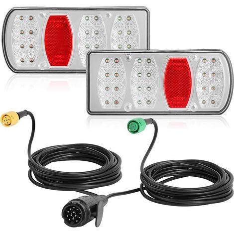 Feux de Remorque Led 12V 24V Avec Faisceau 13 Broches 5.5M Câblé Avec Connecteur Baïonnette 5 Broches,Kit Feux Arrière Éclairage Remorque 13 Broches (1/5)