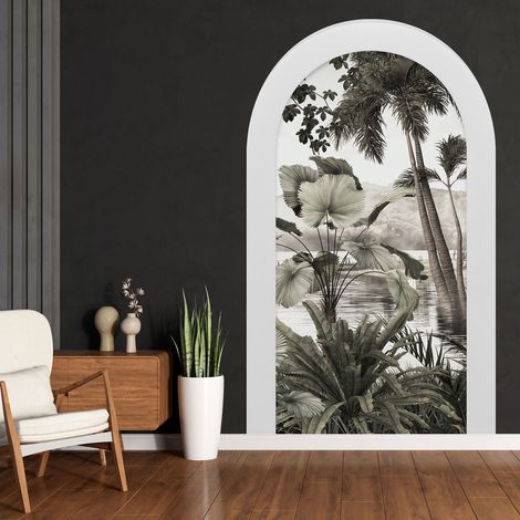 Stickers Trompe l'oeil Arche - Voute - Forêt Tropicale - 70 x 115 cm (1/3)