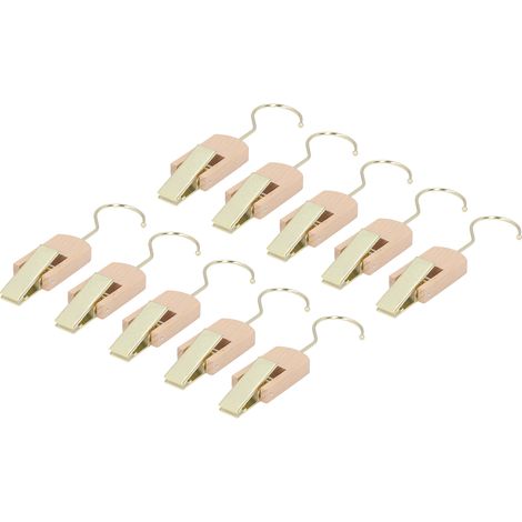 10cm Pinces Suspendues Crochet Métallique avec Pince en Bois Support Rotatif 360° pour Armoire Bureau Atelier (1/5)