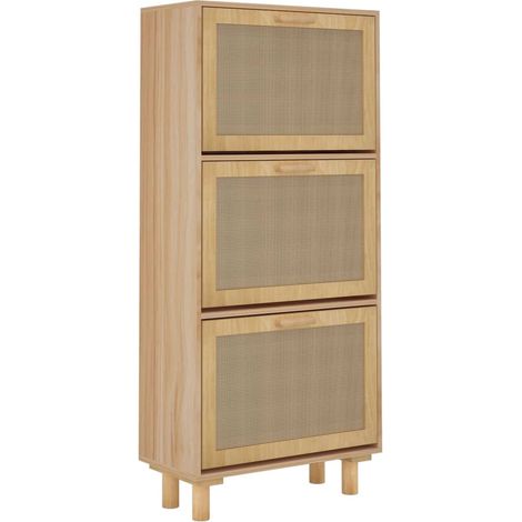 Scarpiera mobile contenitore per scarpe mobile per ingresso/corridoio/soggiorno 52 x 25 x 115 cm legno ingegnerizzato/rattan marrone 020021871