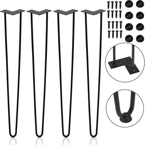 Wolketon 4x Hairpin Legs Tischbeine Tischgestell Metalltischbeine Haarnadelbeine Moebelfuesse Tischkufen Haarnadelbeine schwarz 2 Stangen. für Schreibtisch.Esstisch 61cm
