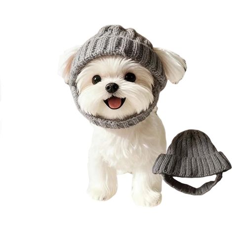 Bonnet Pour Chien - Tricot Rouge Avec Ouvertures Pour Les Oreilles - Protection Hivernale Pour Races Petites - Taille Unique