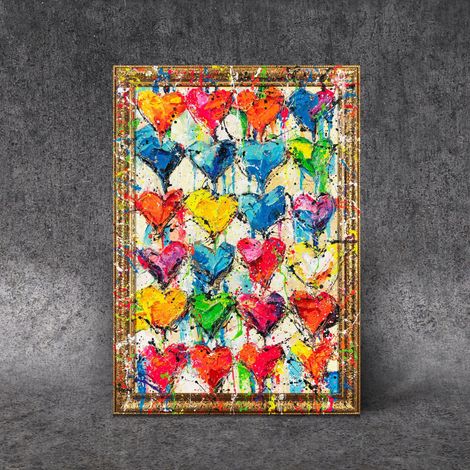 Gemälde Palette der Liebe Rahmen Gold 120x80 cm (1/5)