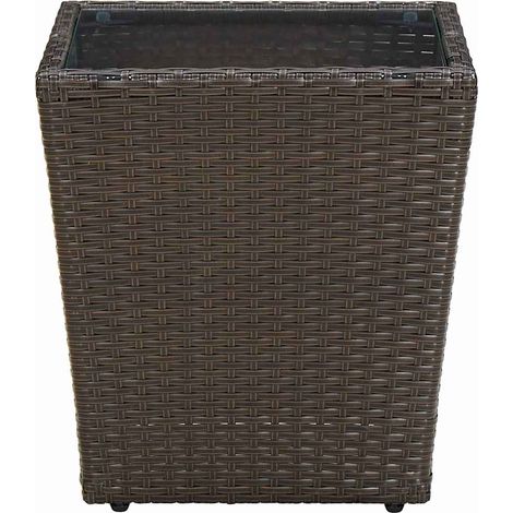 Maison Exclusive - Tavolino Marrone 41,5x41,5x44cm in Polyrattan e Vetro Temperato (1/5)