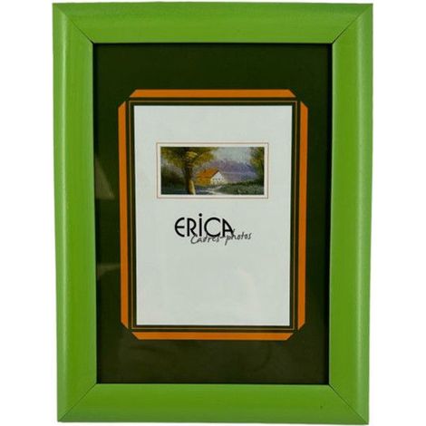 Cadre photo - Pour photo 13x18cm - Bois - Vert - Bords larges - A suspendre ou à poser