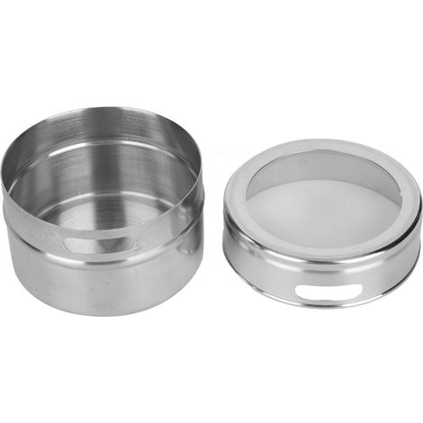 Juego de 3 botes magnéticos de acero inoxidable para especias y salsas con tapa, para cocina, parrilla y restaurante. (1/5)