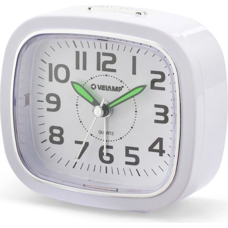 Velamp Sveglia da Comodino, Sveglia Analogica al Quarzo Silenziosa con Luce Senza Ticchettio, Semplice Orologio da Tavolo con funzione Snooze,Adatto per Camere da Letto, scrivanie, viaggi... (1/5)