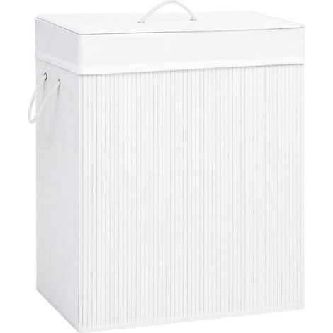 vidaXL Cesto de la ropa sucia de bambú 2 secciones blanco 100 l (1/5)