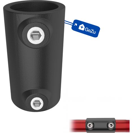 Connecteur de tube externe en ligne Ø42 mm galvanisé à chaud noir – raccord de jonction externe collier de serrage droit – Raccord ubulaire croix, kee klamp, connecteur voies – GeZu Impex