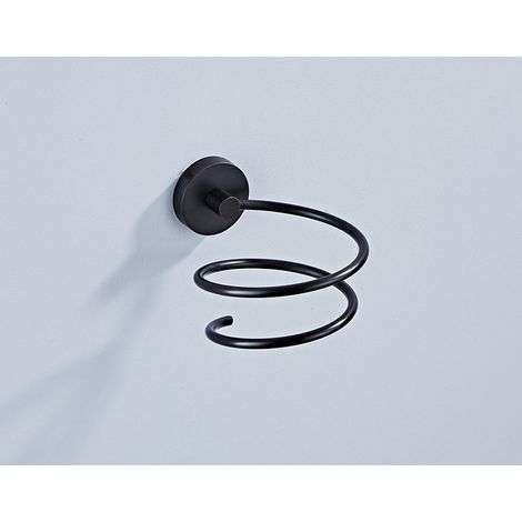 Porte Sèche Cheveux Mural, Rangement/Support de Sèche-Cheveux en 304 Acier Inoxydable, Accessoires pour Salle de Bain, Noir, 13×10,7×7cm (1/5)