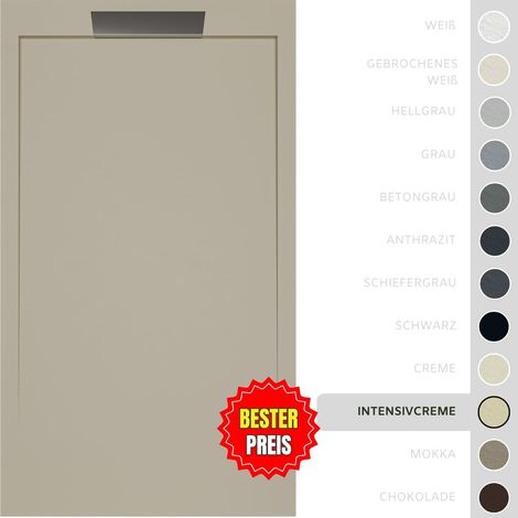 SOULBATH Duschwanne – Harz – Gelcoat – Glatte/Stein-Textur – INTENSIV CREME – Rutschfest- 100x80 Extra flach 3 cm – Elegantes Design (1/5)
