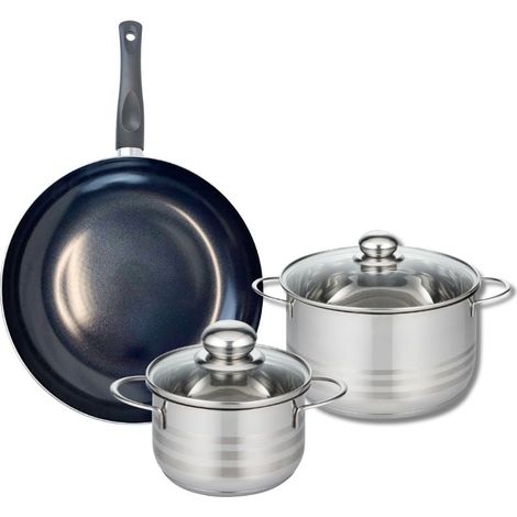 Ensemble de 1 Poêle de cuisson 28 cm et 2 faitouts 16 et 20 cm Elo Prima Brillant (1/5)