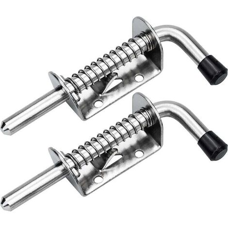Lot de 2 loquets à ressort en inox 128mm    Verrou de porte pour garage et jardin    Résistance à la corrosion    Installation rapide