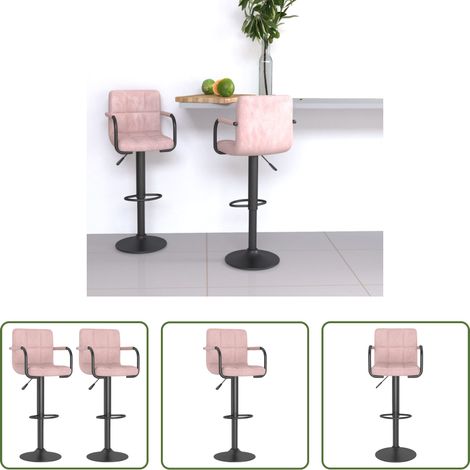 Chaise de bar - Tabourets de bar lot de 2 rose velours (1/5)