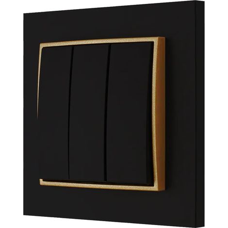 Interruptor triple con marco Karlik mini, negro mate/dorado (1/4)