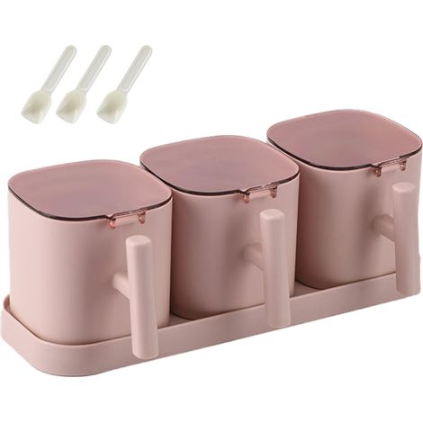 Boîte À Épices En Verre - Couvercle En Acier Inoxydable 304 - Cuillère En Plastique Inclus - Pour Sucre Sel Épices - Lot De 3 (1/5)