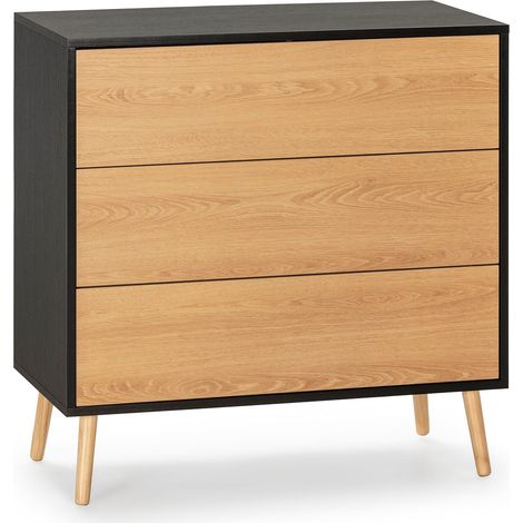 Cómoda de noche Apolo 3 cajones Color Negro/Madera