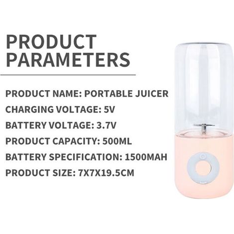 Mixeur-blender électrique portable USB, mini presse-agrumes pour smoothies et fruits, 500 ml, vert (1/5)