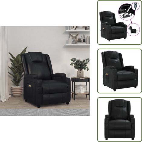 Massagesessel Elektrisch Schwarz Kunstleder - Elektrischer Massagesessel - Relaxsessel - Fernsehsessel - Ergonomisch - Bequeme Sessel (1/5)