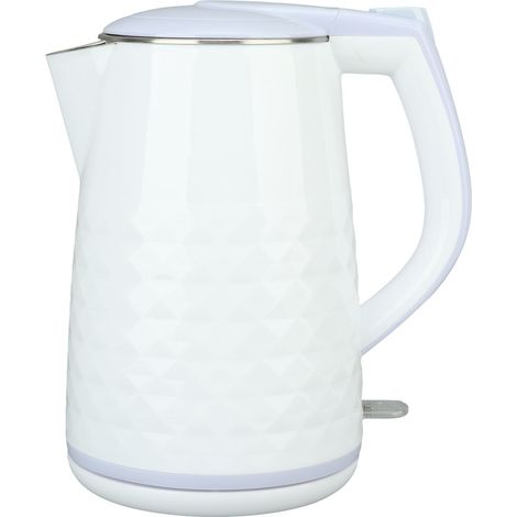 Bouilloire électrique 2000W double paroi acier inoxydable 2L chauffe-eau avec arrêt automatique et protection contre l'ébullition à sec prise UE 220V blanc (1/5)