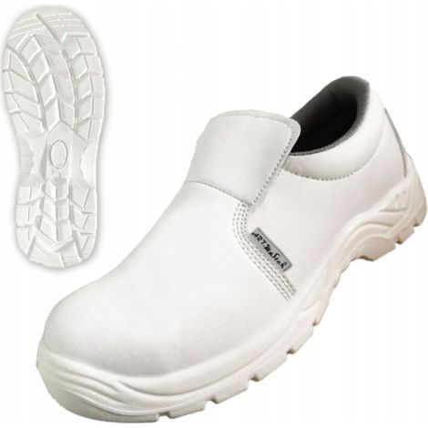 Zapatos de trabajo blancos con puntera reforzada. Calzado de seguridad laboral talla 44.