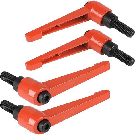 4 verstellbare Spanngriffe M10–25 mm, Schrauben mit Spanngriff M10, Schnellspannhebel aus Stahl, Orange (1/5)