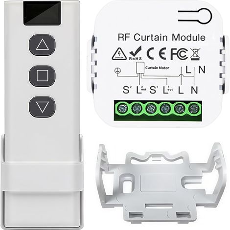 Kit de control inalámbrico para persianas enrollables con mando a distancia, interruptor inalámbrico con control remoto RF y módulo receptor para persianas enrollables, estores y cortinas.