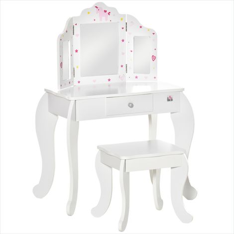 Lit enfant 63 x 40 x 85,5 cm coiffeuse enfant blanc MDF (1/5)