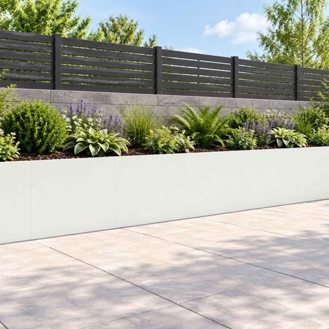 vidaXL Retaining Wall 4 pcs 40 x 12 x 40 cm Steel White (1/5)