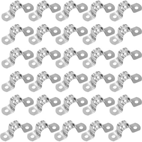 30 fascette stringitubo in acciaio inossidabile da 18 mm a forma di U, due fori, morsetti a forma di U in metallo per tubi dell'acqua e del gas (1/5)