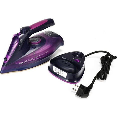 royaluxe -Fer à Vap Repasser 2400W Sans fil 5 Vitesse Réglable Anti-goutte Anti-calcaire EU Plug-Violet (1/4)