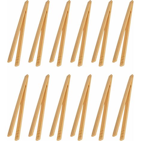 Set mit 12 Bambuszangen à 17 cm, hölzerne Toasterzangen, umweltfreundlich und wiederverwendbar, ideal für Toast, Muffins, Obst und Käse. (1/5)